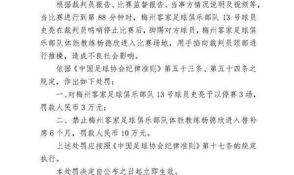 开云登录-重磅罚单！梅州体能教练杨德欣禁赛6个月 罚款10万
